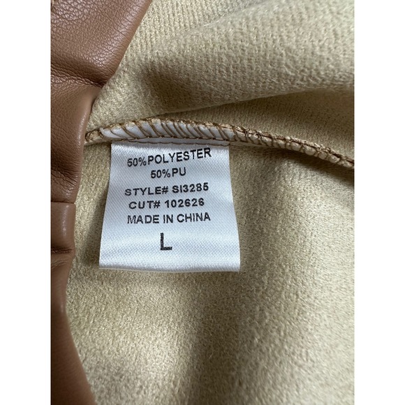 LBLC The Label Abby Mini Skirt Cognac Faux Leather Brown Womens L - Picture 5 of 10